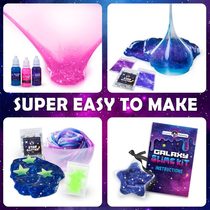 Оригінальний канцелярський набір Mini Galaxy Slime Set - набір для створення слизу своїми руками з галактичними блискучими аксесуарами Ідеальна ідея подарунка для дітей 7-10 років Подарунки для дівчаток з лабораторії слизу