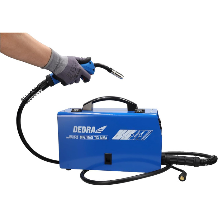 Інверторний зварювальний апарат DEDRA 200A IGBT MIG/MAG з функціями WIG, MMA, Hot Start, Anti Stick, Arc Force та LCD-дисплеєм