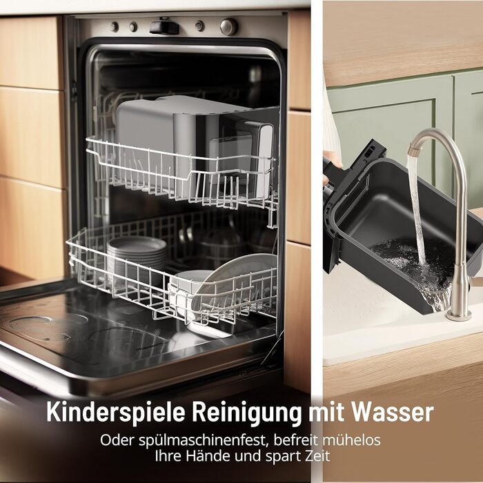 Фритюрниця PARIS RHNE 9.5 л, фритюрниця XXL двокамерна з оглядовим вікном, фритюрниця 12-в-1, смаження гарячим повітрям без олії, безпечна посудомийна машина, аерофритюрниця енергозберігаюча 9.5 л чорна