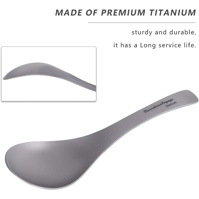 Титанова супова ложка Рисова ложка з великою мискою Багаторазові легкі столові прибори Кухонне приладдя для кемпінгу на відкритому