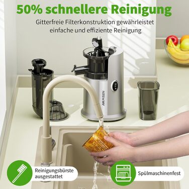 Повільна соковижималка AIRMSEN, соковижималка для овочів і фруктів з великим отвором для подачі 82 мм для соку з цілих фруктів, ма