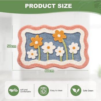 Килимок для ванної кімнати, м&39який абсорбуючий килимок для ванної кімнати, килимок для ванної з мікрофібри та квітковим принтом, протиковзкий килимок для ванної, килимок для душу, килимок для ванної, що прається, 50x80 см (прямокутний)