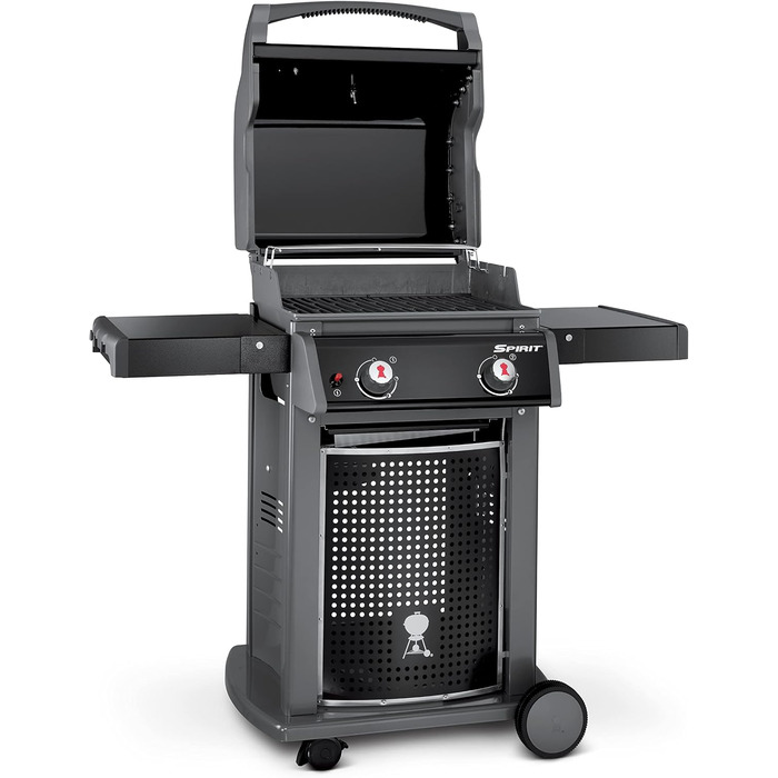 Газовий гриль Weber Spirit E-210 Classic, 2 пальники, площа гриля 51 x 46 см, решітка для підігріву, термометр на кришці, 2 колеса чорний/сріблястий (1500833)