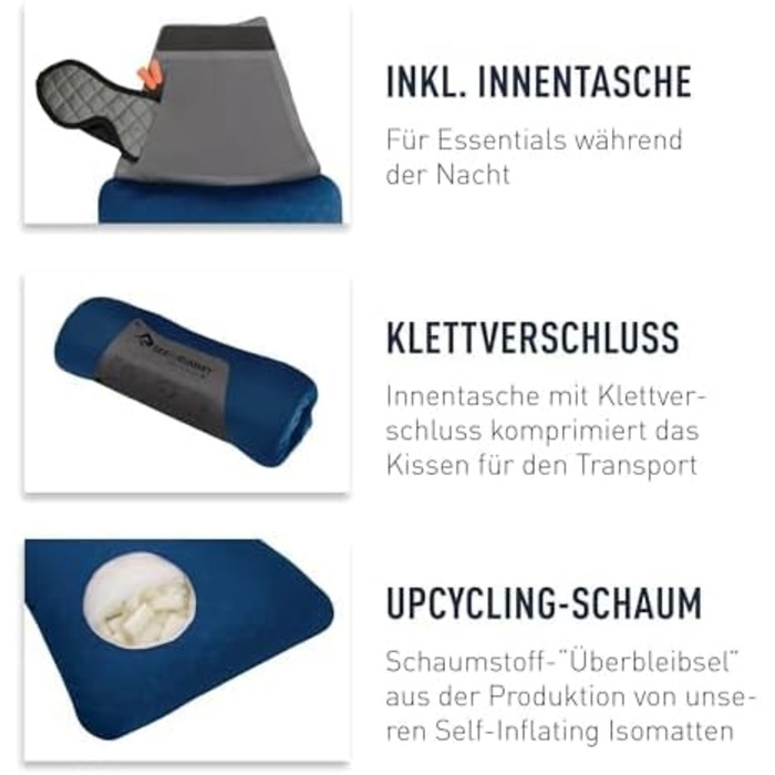 Подушка Sea to Summit FoamCore, сіра, велика, сіра