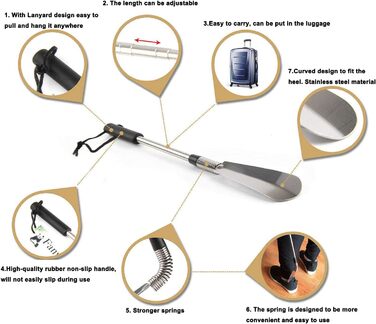 Преміум-лопатка з довгою ручкою, від 40,6 см до 78,7 см, регульований розширювач - висувний і складаний, нержавіюча сталь, телеско