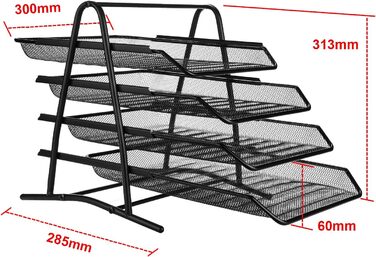 Шухляди Органайзер для лотків для листів, металева сітка, настільний лоток для документів для дому та офісу - чорний - БАГАТОРАЗОВИЙ, 4