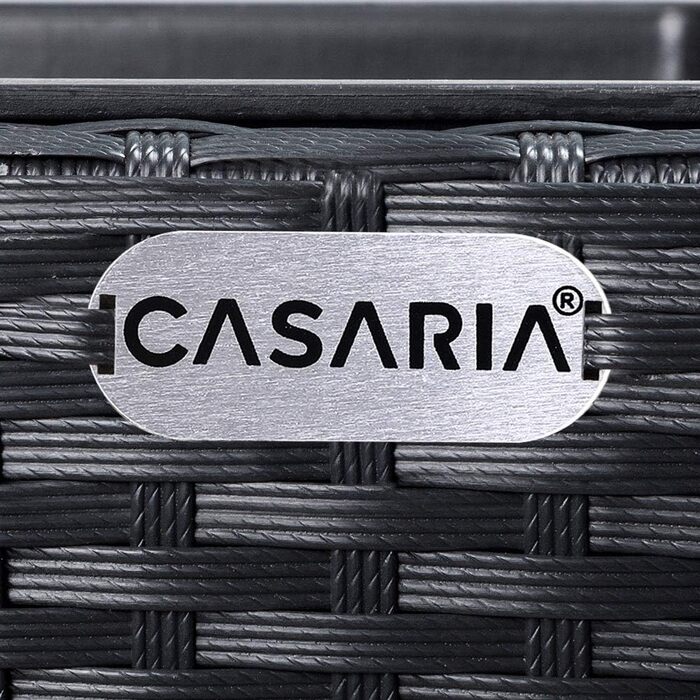 Набір із 3 квіткових горщиків Casaria, плетіння з поліратану, кашпо з водостічкою, вигляд ротанга, садове горщик для вулиці, квіткова коробка, чорний