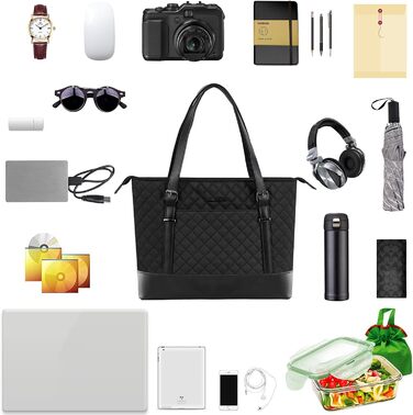 Сумка для ноутбука жіноча чорна елегантна сумка для ноутбука 15.6 дюймів велика легка сумка для бізнесу/школи/подорожей - MEHRWEG