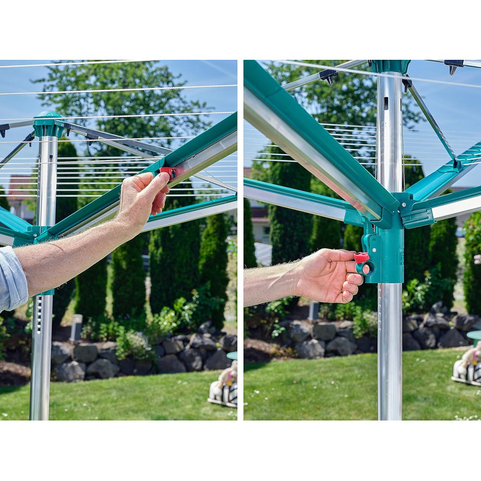 Ротаційна сушильна машина Leifheit Linomatic 500 Deluxe Cover з втягуванням шнура для чистої білизни, парасолька для прання для вс