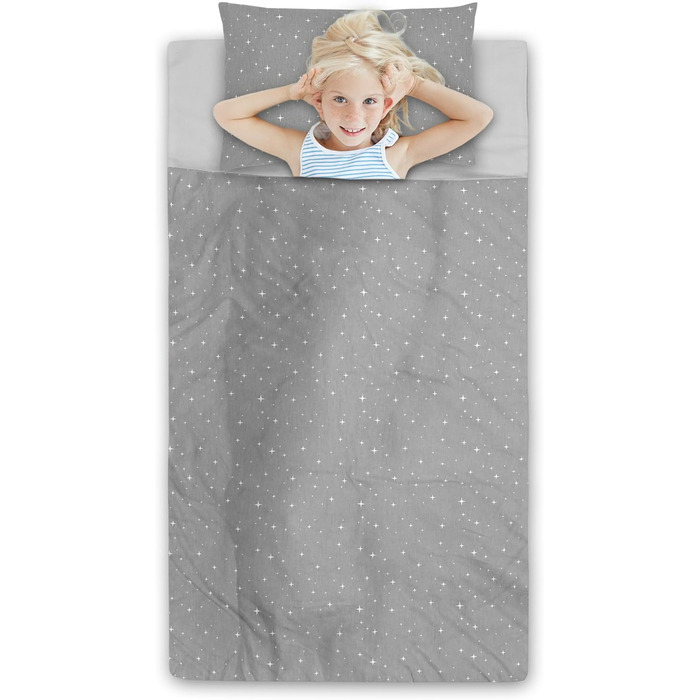 Дитячий спальний мішок з подушкою та блискавкою для малюків 3-7 років - 75x140 см, дитячий спальний мішок для дитячого садка, ковдра-спальний мішок, сертифікований Oeko-Tex, 75 x 140 см, дизайн Galaxy