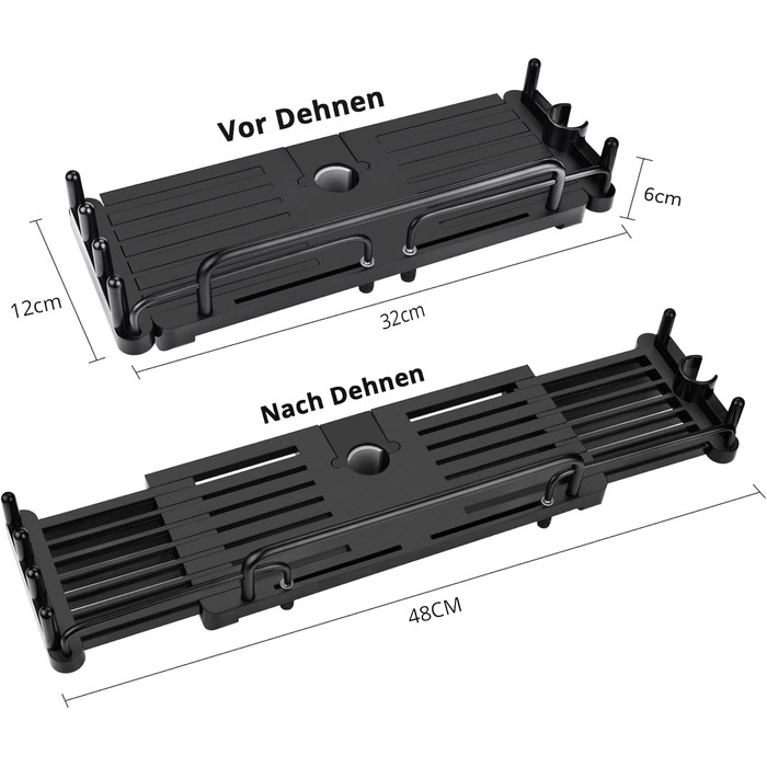 Душова полиця LOLYPOT без свердління телескопічна 32-48см, Душова полиця для підвісного органайзера для ванної кімнати, Душова пол