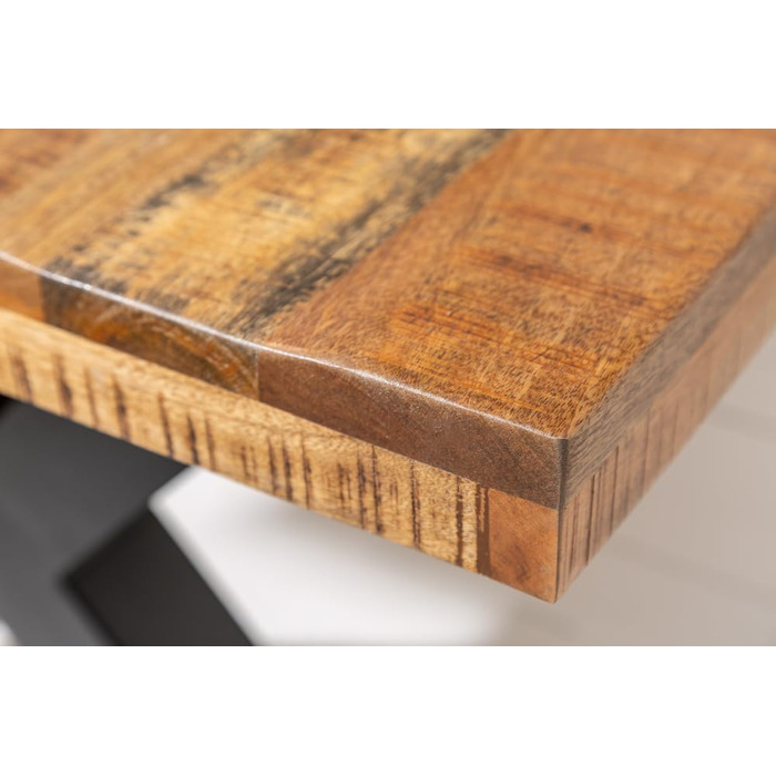 Обідній стіл Riess Ambiente з масиву дерева, Iron Craft 200 см, мангове дерево, промисловий дизайн, з X-подібними ніжками, кухонний стіл, конференційний стіл 200 см