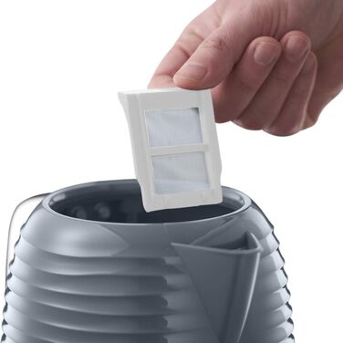 Чайник Russell Hobbs 1,7 л, 2400 Вт Inspire сірий з високоякісною глянцевою структурою (функція швидкого закипання, знімний фільтр