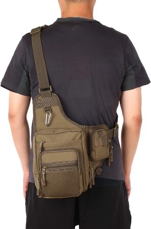 Рибальська сумка Lixada з відділеннями, багатофункціональна, водонепроникна, 32 x 39 x 12 см хакі