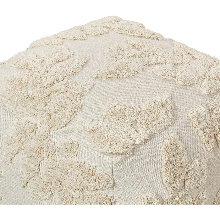 Пуф Beliani, бавовна, бежевий, 45 x 45 x 45 см, квадратний з наповнювачем з пінопласту, бохо, мультан