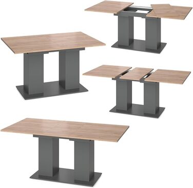 Обідній стіл Vicco Dix, розкладний обідній стіл, антрацит/золотий дуб, 140 x 90 см