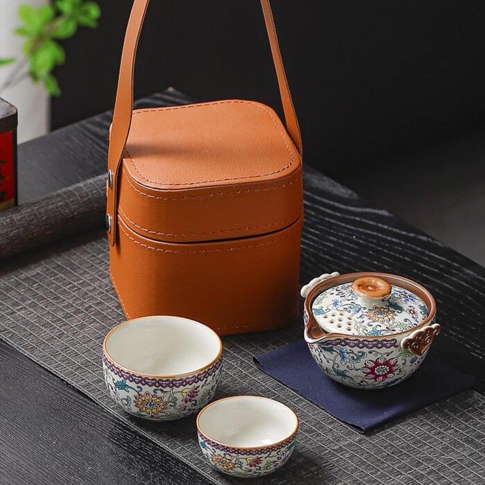 Мільагето Китайський дорожній чайний набір з чайними пакетиками, аксесуари для заварювання чаю, набір для чаювання, чайник Гунфу для подорожей, офісу, дому.