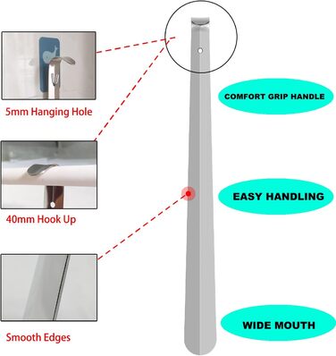 Рожок для взуття довгий 42 см Рожок для взуття довгий металевий Дуже стійкий З ергономічною формою Дуже стійкий дизайн Ідеально пі
