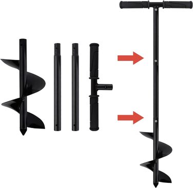 Набір садових ручних земляних шнеків Aedcbaide, Ø 150 мм Свердло для земляних отворів з нековзною ручкою Свердло для паль Свердло Спіральне свердло Швидка сівалка Земляний шнек Огорожа Бур для паль з інструментом для посадки дерев 150 мм
