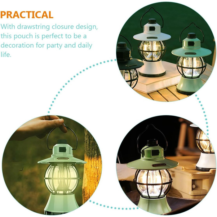 Зносостійкий акумуляторний наметовий ліхтар Toyvian з ручкою, портативний кемпінговий ліхтар для професійного освітлення наметів на відкритому повітрі, зелений