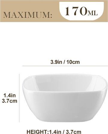 Серія Ramekin.Dish, 12 шт. Порцелянові білі десертні миски, маленькі миски для подачі, для соусу, занурення, суфле, пудингу, безпе