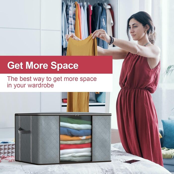 Сумка для зберігання GoMaihe 4 комплекти велика складна коробка для зберігання з кришкою, посиленою ручкою та блискавкою, органайз