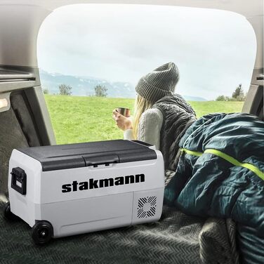 Портативний холодильник STAKMANN з компресором 12 В 220 В, холодильна камера з 2 відділеннями, колесами та бічними ручками, AC-DC