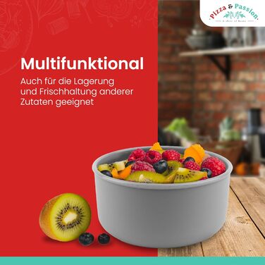 Коробка для тіста для піци Pizza&Passion з кришкою - Набір із 6 силіконових коробок для тіста для піци - Силіконові коробки для тіста для піци з антипригарним покриттям - Коробка для розстойки тіста для піци, Коробка для піци, Аксесуари для піци для розст