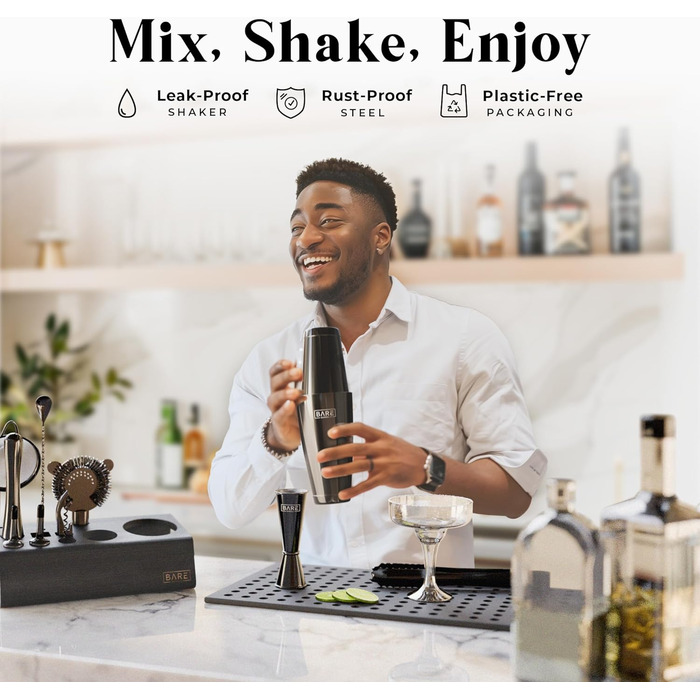 Професійний набір шейкерів для бармена Mixology 14 предметів для коктейлів Martini (Jet Black)