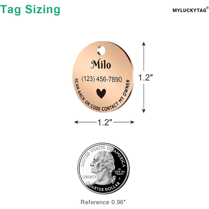 Персоналізовані ідентифікаційні жетони для домашніх тварин MYLUCKYTAG Жетони для собак - Жетони для ідентифікації QR-коду - Онлайн-профіль домашніх тварин - Надсилання сповіщень про місцезнаходження домашніх тварин електронною поштою після сканування