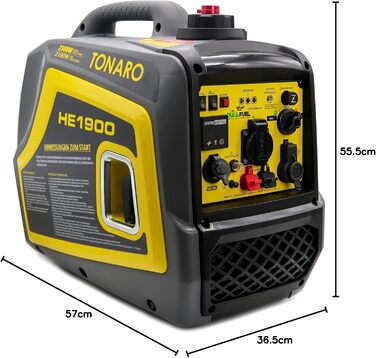 Двопаливний інверторний генератор - Портативний бензиновий/зріджений газорозподільний генератор потужністю 2300 Вт - 4-тактний аварійний генератор з системою AVR - Тихий, легкий, компактний - Можлива паралельна робота