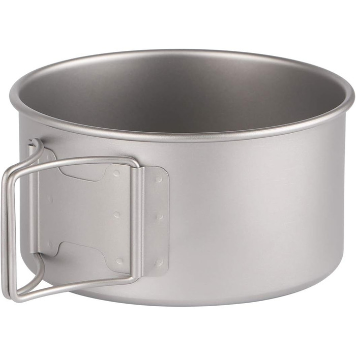 Титанова миска/каструля зі складною ручкою, одностінна титанова миска для приготування їжі зі складною ручкою для використання на свіжому повітрі, кемпінгу, походів, пікніків (550 мл)