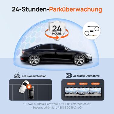 Для автомобілів M310, 1296P WDR автомобільна камера, супер нічне бачення, 24-годинний моніторинг паркування з керуванням через дод