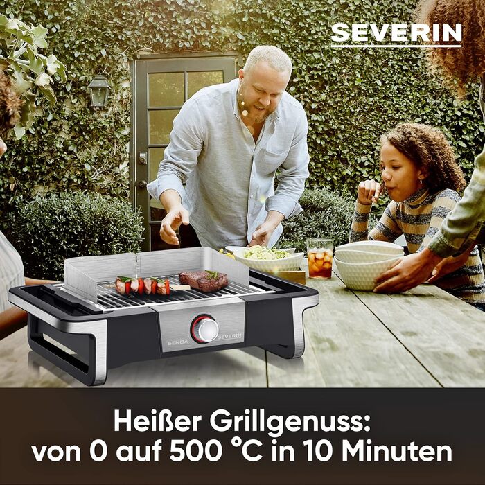 Електричний гриль для внутрішнього та зовнішнього використання, настільний гриль зі швидким запуском гриля до 500 C, балконний гриль з поверхнею SafeTouch, нержавіюча сталь/чорний, настільний гриль PG 8113 з поворотним керуванням Одинарний