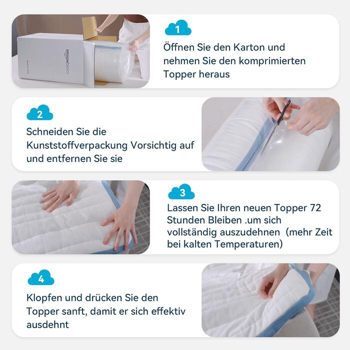 Наматрацник Storeo Basics з піни з ефектом пам&39яті з ремінцями, 140 x 200 см, товщина 5 см, білий 140 x 200 x 5 см