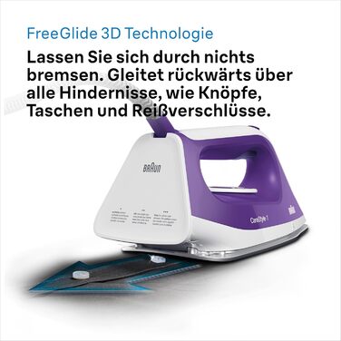 Парова прасувальна станція Braun CareStyle 1 IS 1014 VI, підошва SuperCeramic, 3 налаштування термостата, функція вертикального ві