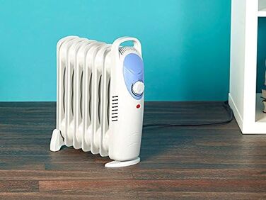 Масляний радіатор для побутової техніки Sichler Масляний радіатор із 7 ребрами та термостатом, 800 Вт (невеликий масляний радіатор з термостатом, обігрів без електрики)