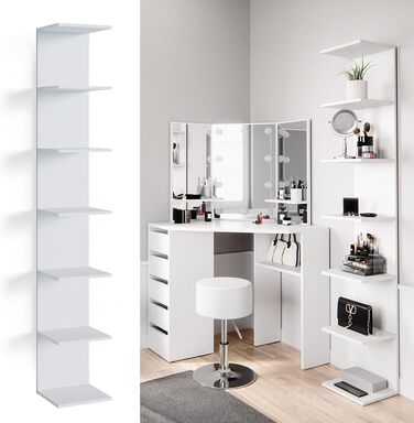 Настінна полиця Vicco Paolo, підвісна полиця, біла, 30 x 190 см, одинарна