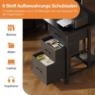 Комп&39ютерний стіл Coleshome з 6 шухлядами, 160x52 см, ПК стіл з полицями для домашнього офісу, чорний Чорний 160x52 см