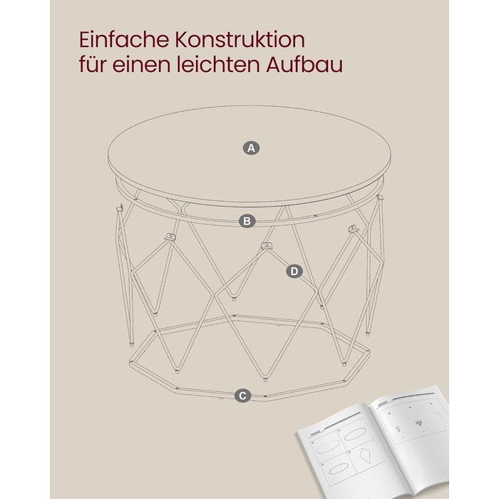 Журнальний столик VASAGLE, приставний столик, стіл для вітальні, диван-столик, сталевий каркас, для вітальні, спальні, кабінету, промисловий дизайн, вінтажний коричнево-чорний LCT040B01