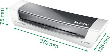 Ламінатор Leitz A4, для ламінувальних пакетів товщиною від 80 до 125 мікрон, включаючи стартовий комплект ламінувальних рукавів, ідеально підходить для використання в домашніх офісах, невеликих офісах та школах, сірий, iLAM, 73680089 Сірий A4 одинарний