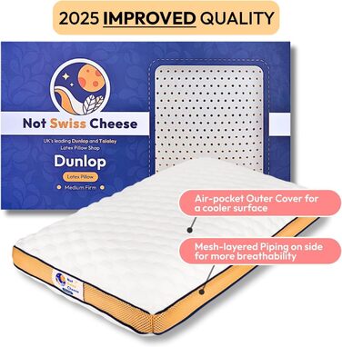 НОВИНКА, ОНОВЛЕННЯ 2025 РОКУ. Подушка Dunlop зі 100 латексу середньої жорсткості, 27,5 x 15,7 x 5,6 дюймів Розмір queen-size ортопедична подушка для підтримки шиї для тих, хто спить на боці, щоб полегшити біль у шиї Служить понад 10 років. Розмір queen-si