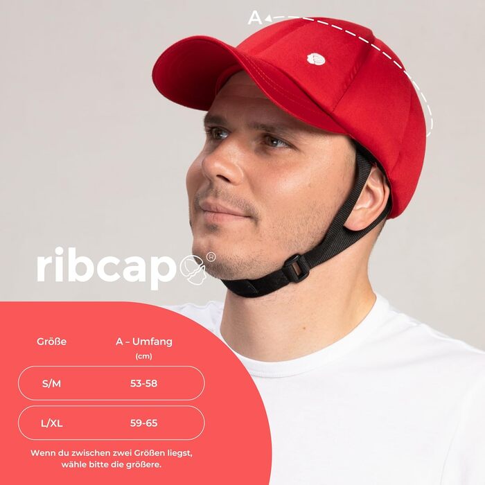 Медичний захисний шолом Ribcap Baseball Cap безпечний та стильний захист голови для тих, хто ризикує впасти Червоний Ідеально підходить для людей з епілепсією, дорослих, людей похилого віку та активного відпочинку