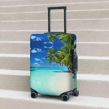 Чохол для валізи з романтичним пляжним принтом, еластичний захист від подряпин та пилу, чорний, розмір 90