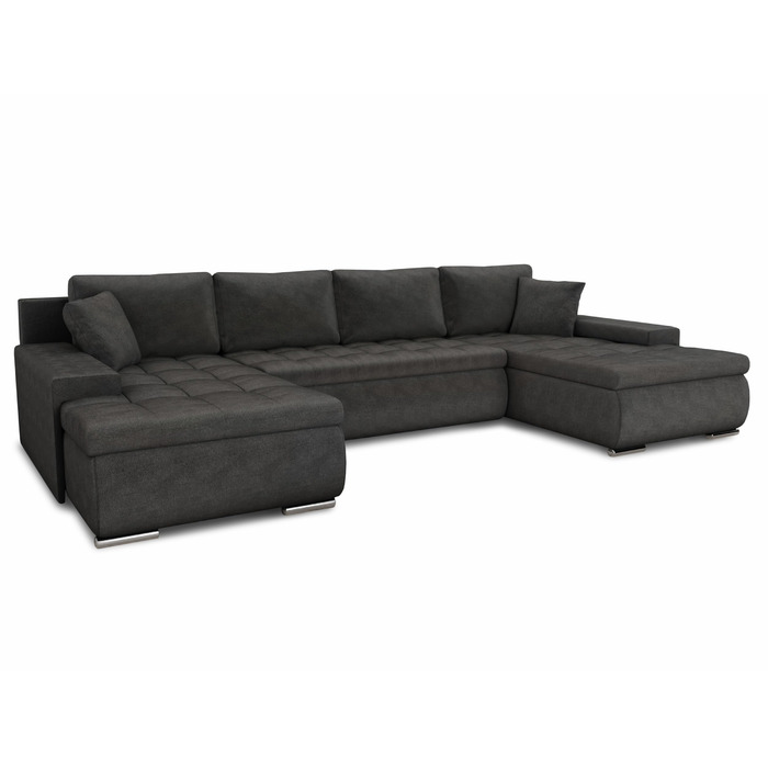 Вітальня Sofnet Faris U-подібної форми зі сном - диван, розкладний диван з ящиком для зберігання речей, комплект диванів з функцією ліжка, великий диван, диван-ліжко (темно-сірий (Kronos 22))