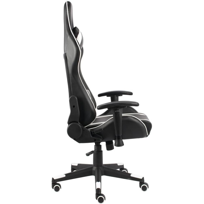 Ергономічне ігрове обертове крісло з високою спинкою та 2 подушками, регульоване по висоті офісне крісло з білого ПВХ, регульована спинка та коліщатка для комфорту, 68 x 69 x 123-133 см, білий колір