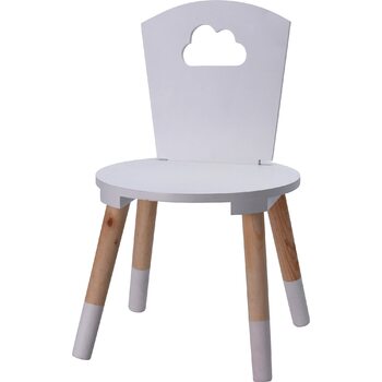 Дитячий стільчик Wadiga, білий з деревом, дизайн хмари, 32 x 32 x 50 см