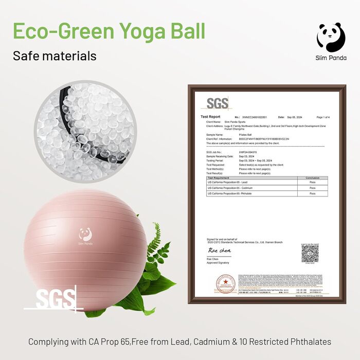 Вибухобезпечний гімнастичний м&39яч Slim Panda, потовщений м&39яч Pezzi 55-85 см з насосом, тренувальний м&39яч для вагітних, фітнес, тренування балансу світло-рожевого кольору 65 см