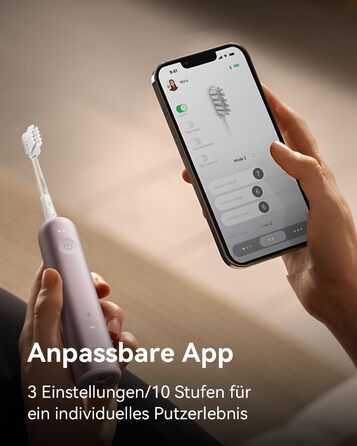 Електрична звукова зубна щітка з осциляціями та вібрацією для дорослих. Комплект з 3 насадками, водонепроникність IPX7, магнітна зарядка та зручність у подорожах (Алюмінієво-рожевий)