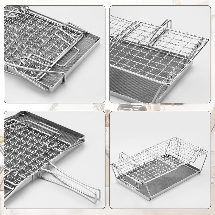 Тостер для кемпінгу, Решітки для тостів з нержавіючої сталі для кемпінгу, Складані решітки для тостів для кемпінгу, Тостер для газових плит, Компактні аксесуари для кемпінгу ідеально підходять для використання на свіжому повітрі, барбекю та походів